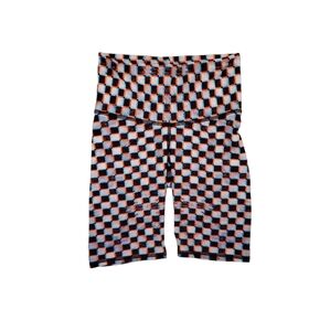 Women's Black Checkered Optical Illusion Workout‎ Shorts Small